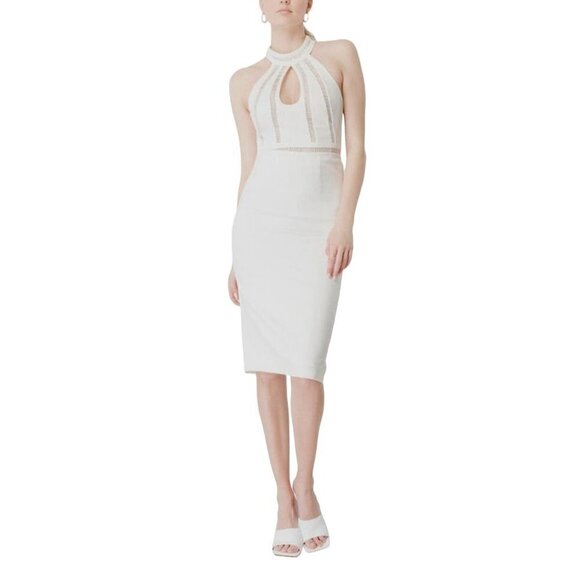 Bardot Mirela Keyhole Halter Midi Dress In Orchid White XSmall New Womens - Picture 1 of 10